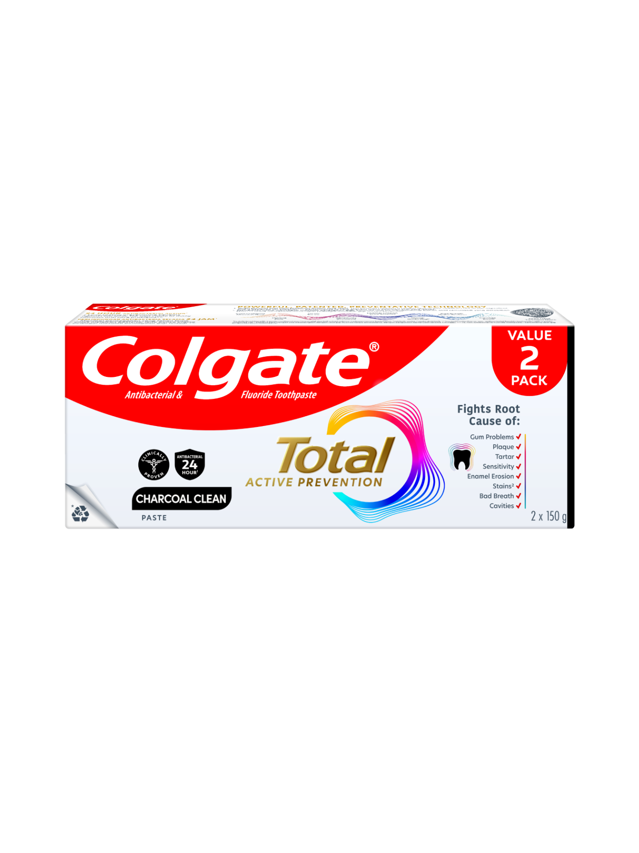 COLGATE TP TOTAL CHARCOAL DEEP CLEAN 2X150GM