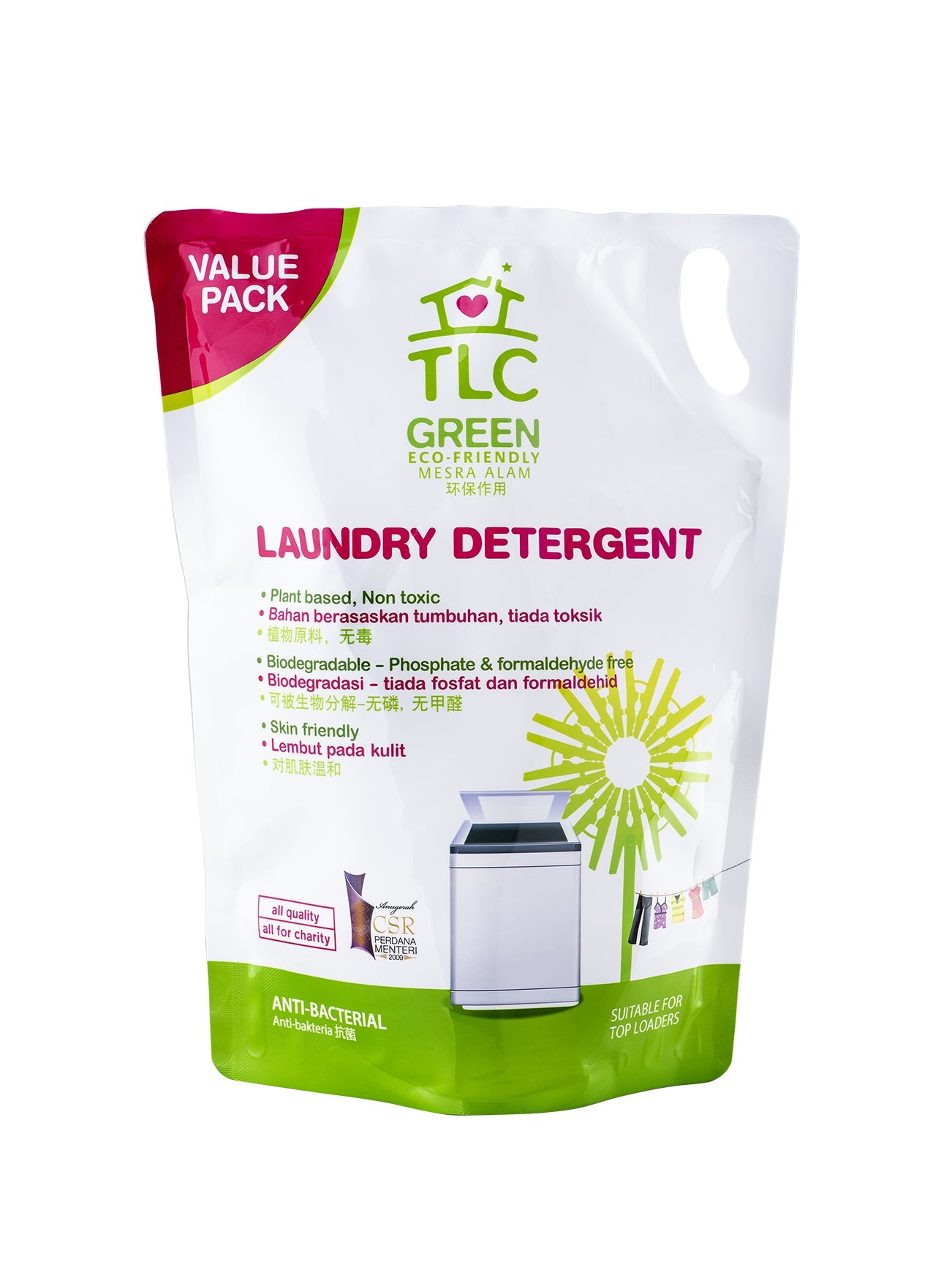 TLC GREEN LAUNDRY LIQ DETERGENT RF 1.8L