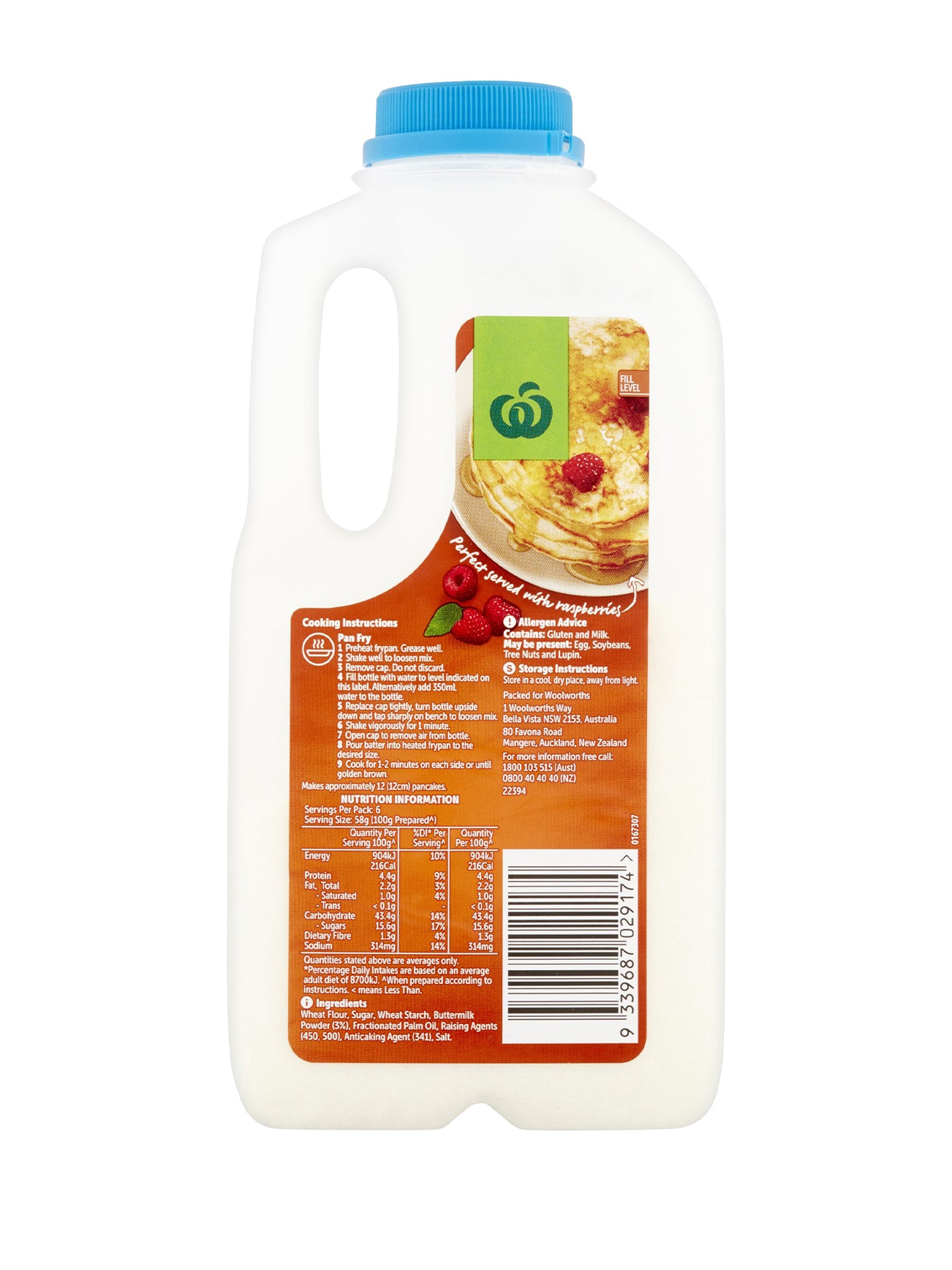 WOOLWORTHS PANCAKE BUTTERMILK MIX SHAKER 350G